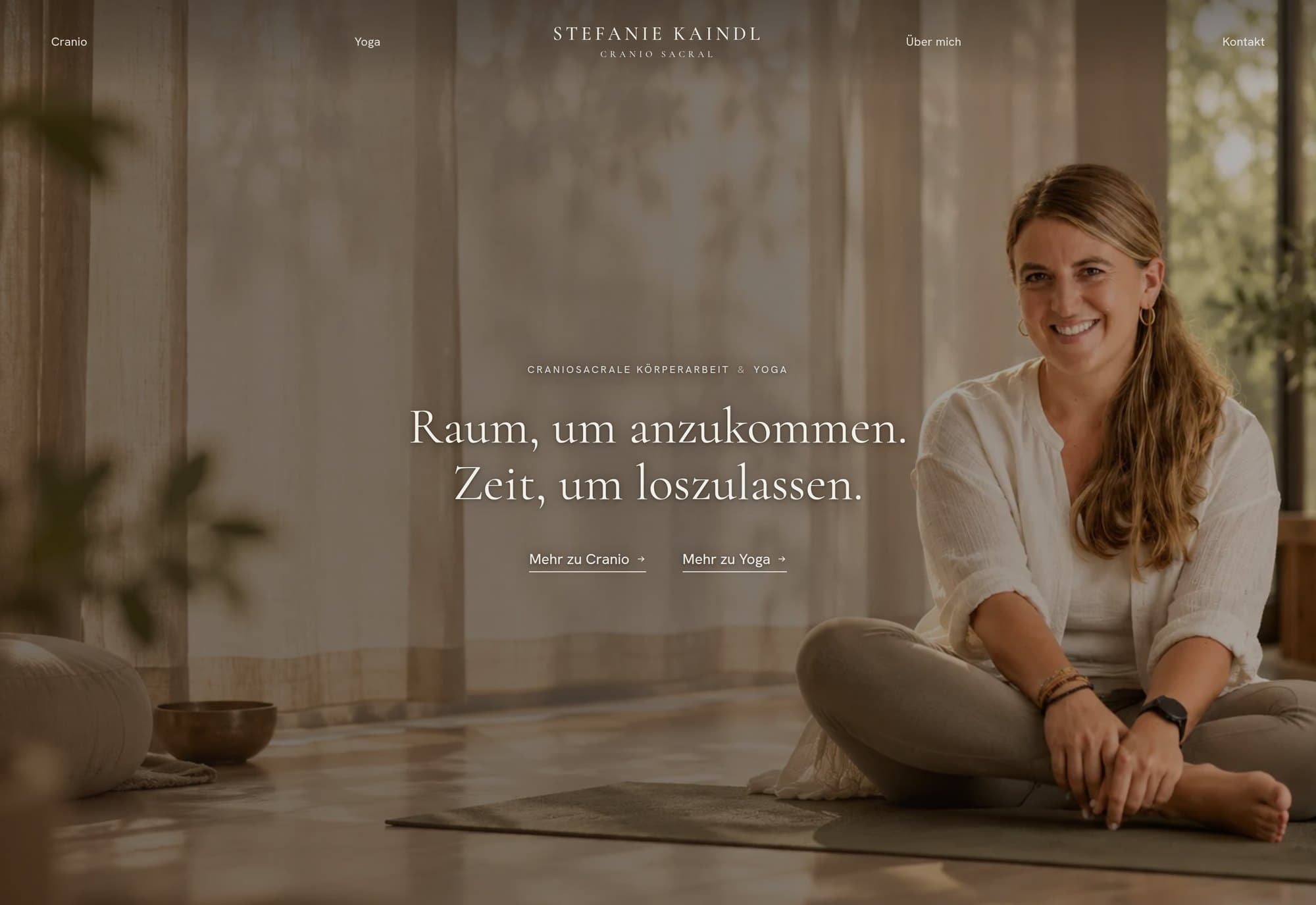 Startseite der Praxis-Website von Stefanie Kaindl mit Craniosacraler Körperarbeit