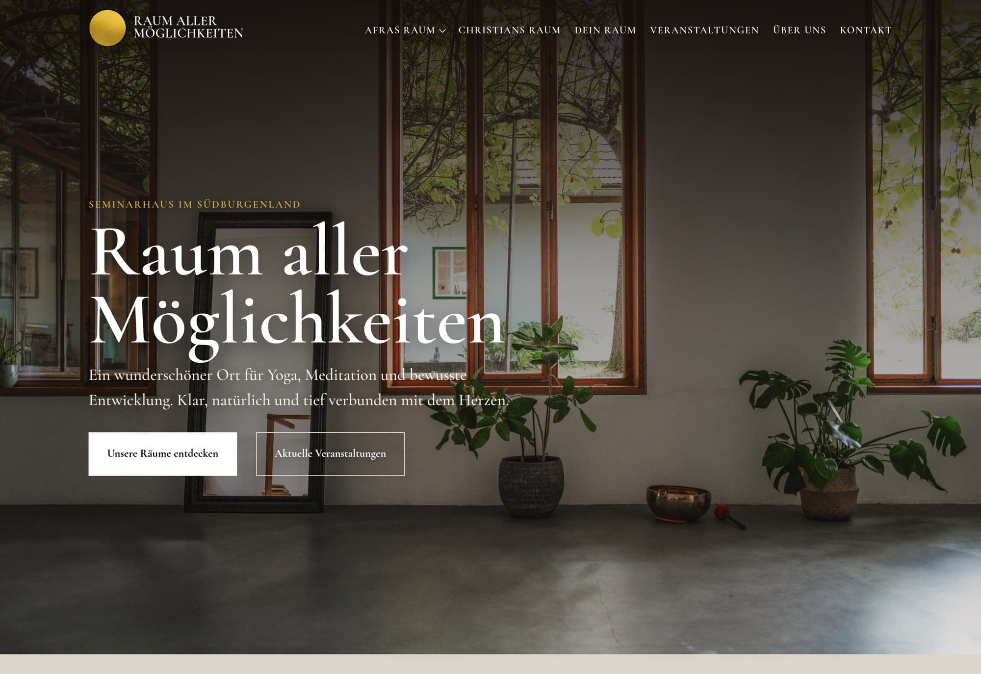 Startseite des Seminarhauses Raum aller Möglichkeiten
