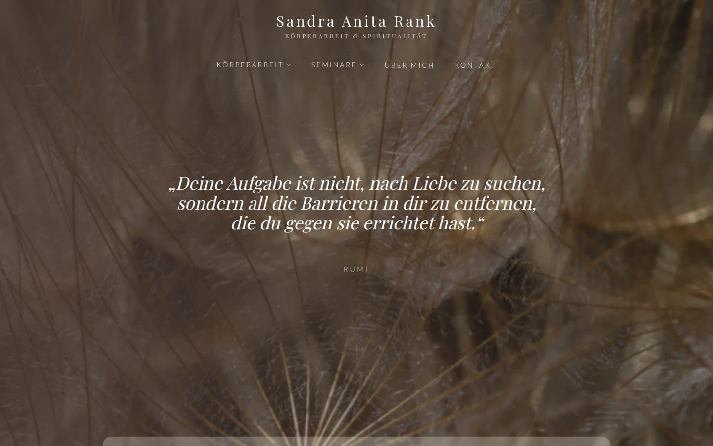 Startseite der Website von Sandra Anita Rank für Körperarbeit und Seminare