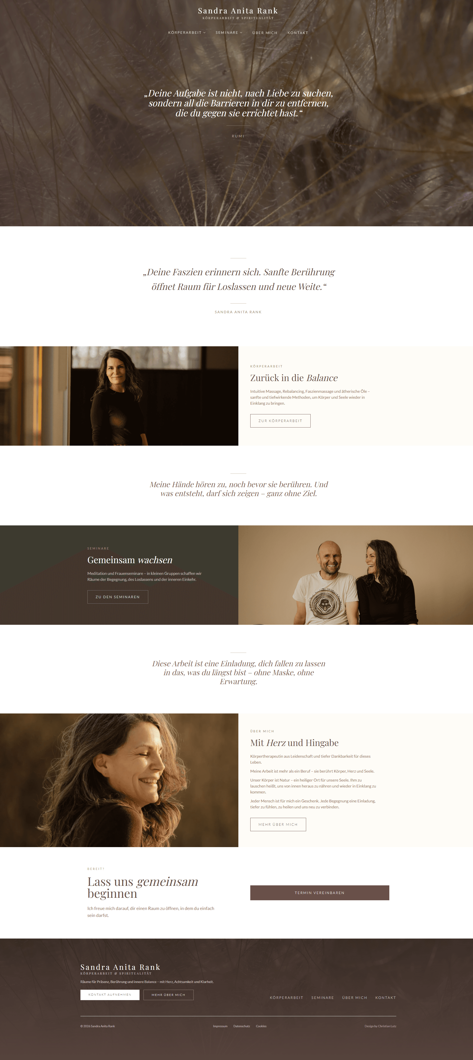 Screenshot der Website sandraanitarank.de